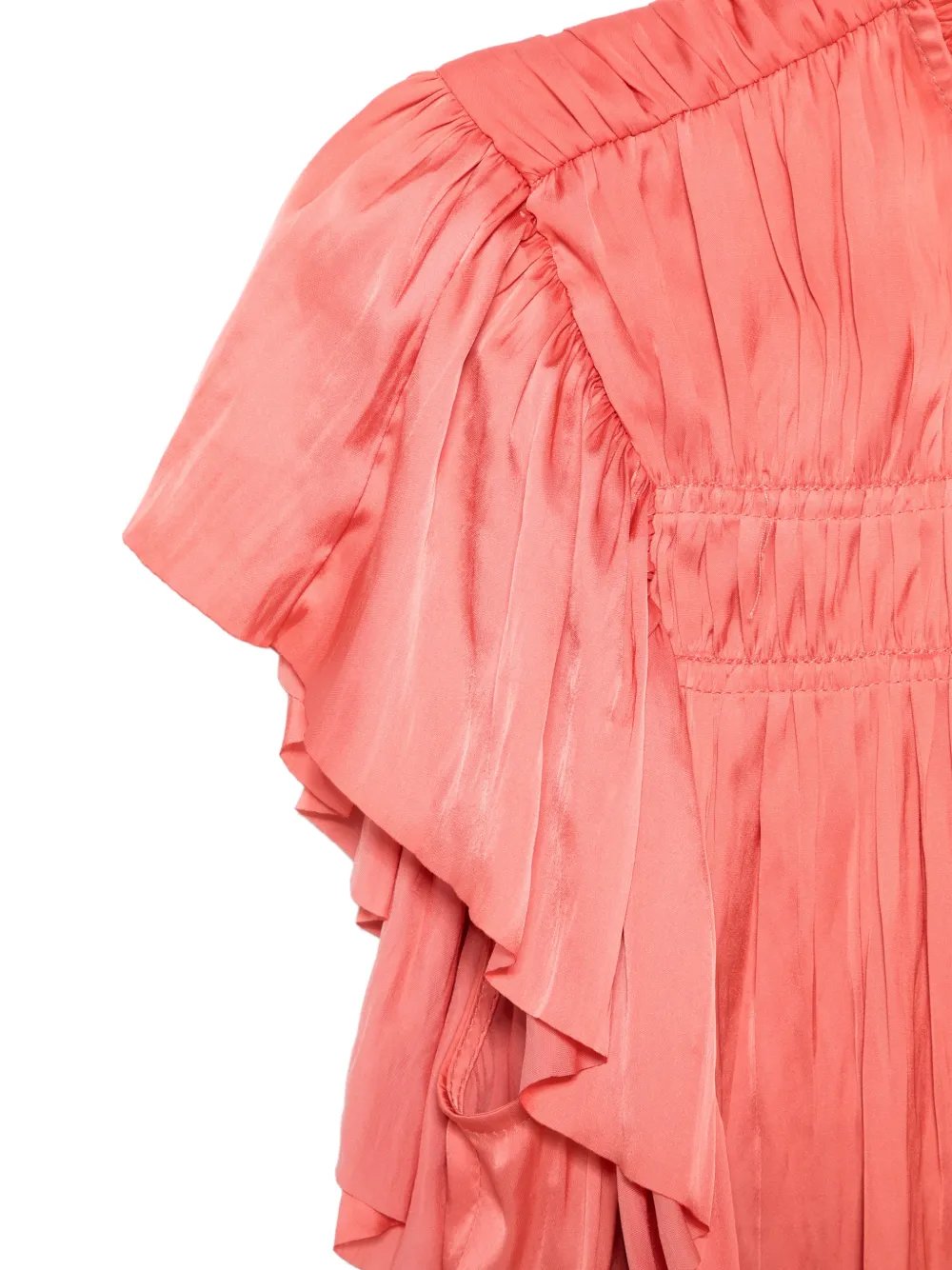 Ulla Johnson Agosta gestrikte top met ruches Roze
