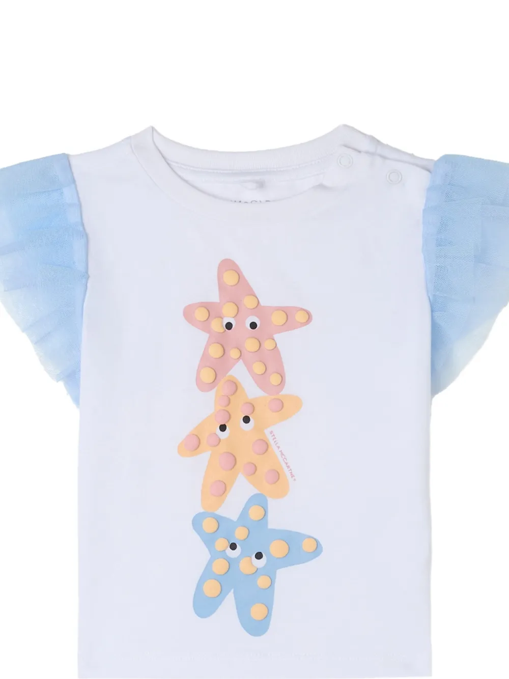 Stella McCartney Kids T-shirt met zeesterprint en ruches Wit