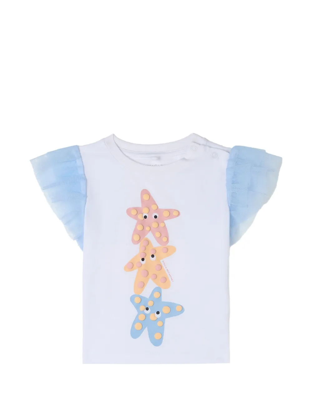 Stella McCartney Kids starfish-print ruffled T-shirt - Bianco