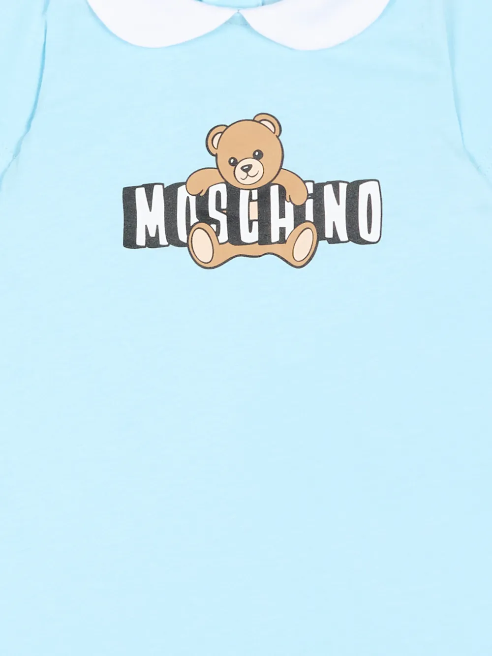 Moschino Kids Romper met teddybeerprint en kraag Blauw