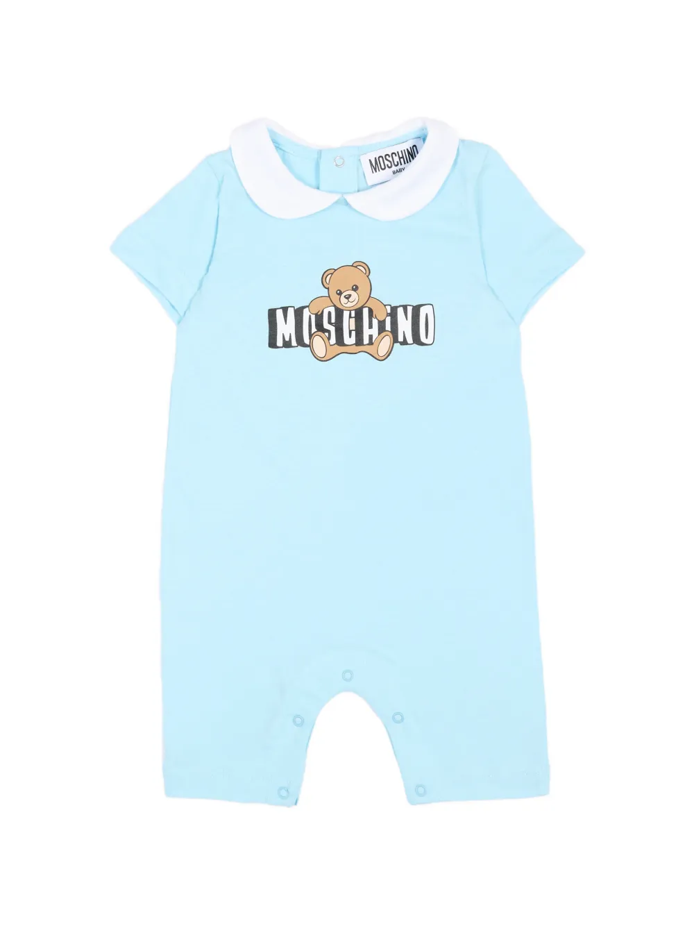 Moschino Kids teddy-print collared romper - Blue
