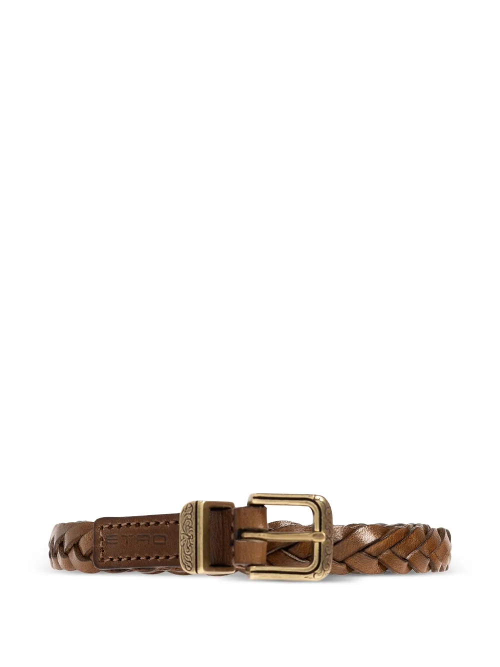 ETRO braided detailed-buckle leather belt - Marrone