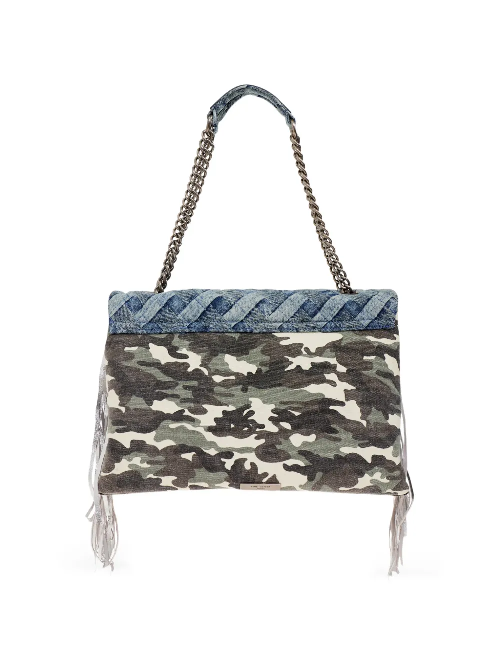  Kurt Geiger London Xxl Crystal Camouflage Crystal Fringe Shoulder Bag - Blue 