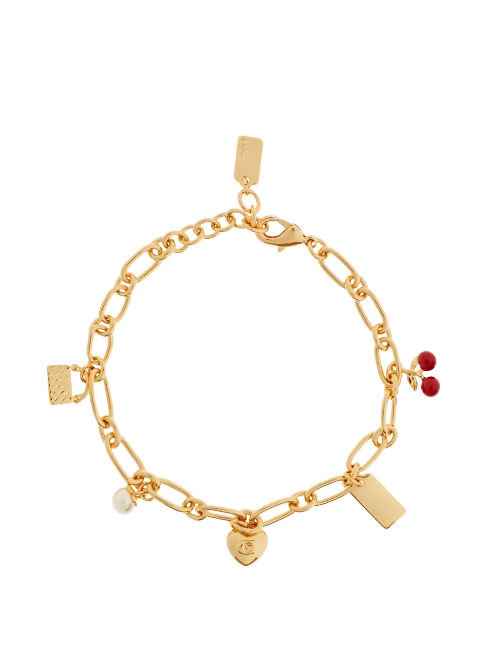 Coach Cherry And Heart charm linked-design bracelet - Oro