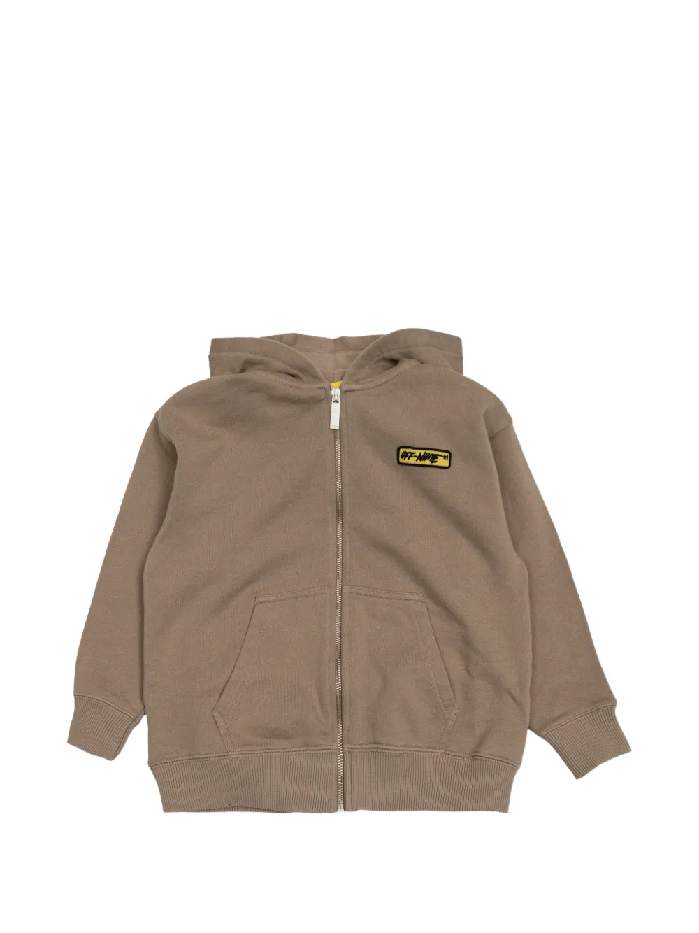 Off-White Kids appliqué zip-up hoodie - Toni neutri