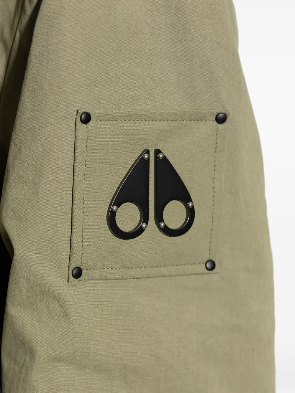 Moose Knuckles Roland Reversible Bunny jack met capuchon en logopatch Groen