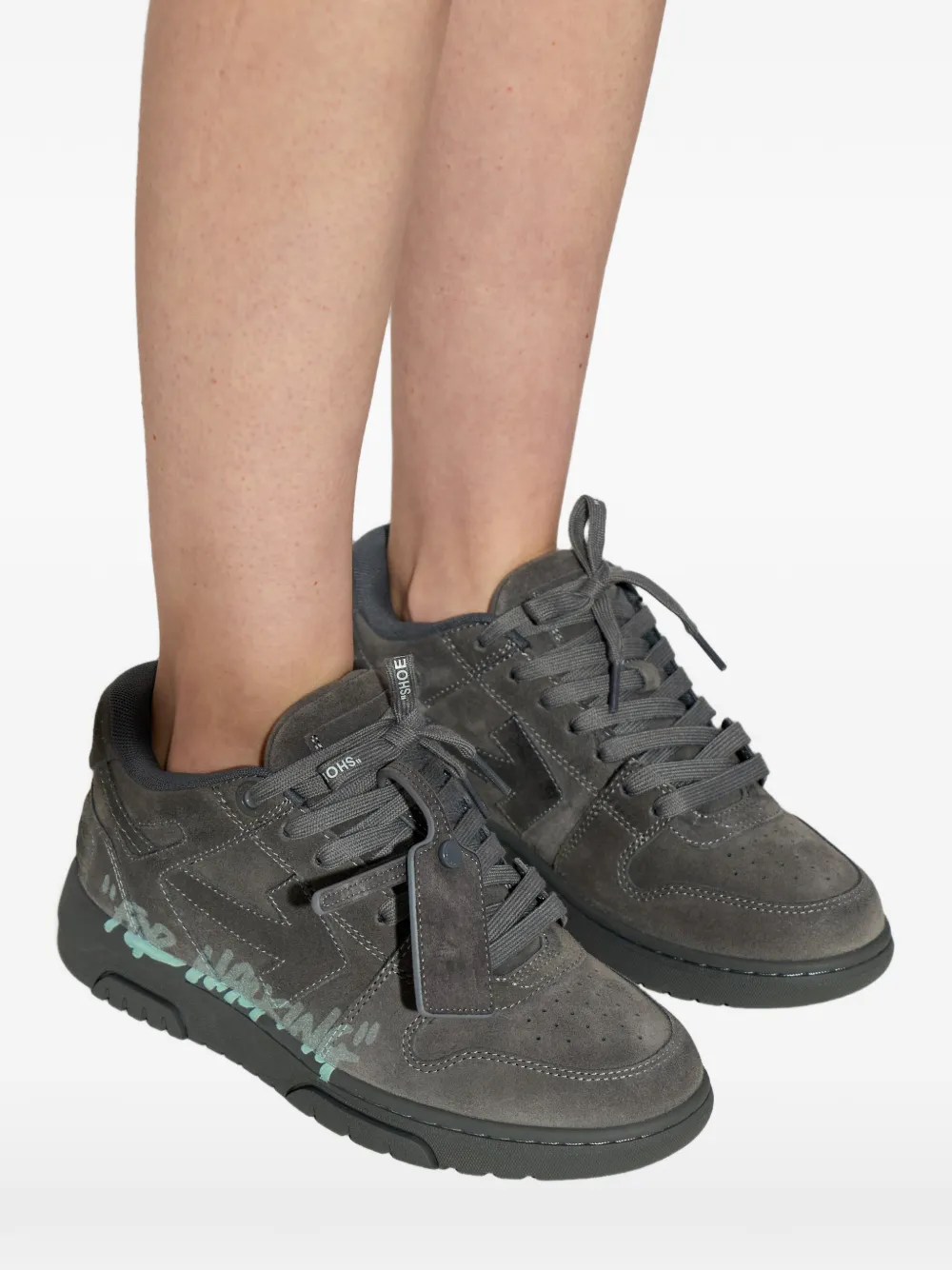 Off-White Out Of Office "For Walking" suede lace-up sneakers Grijs