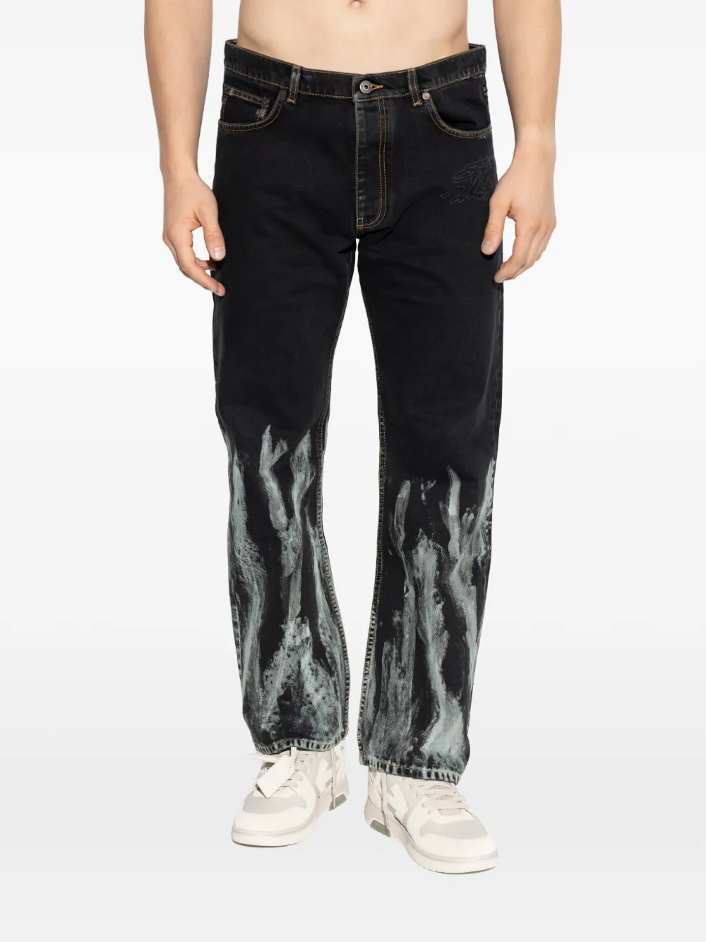  Off-white Vaqueros Con Motivo Gráfico - Negro 