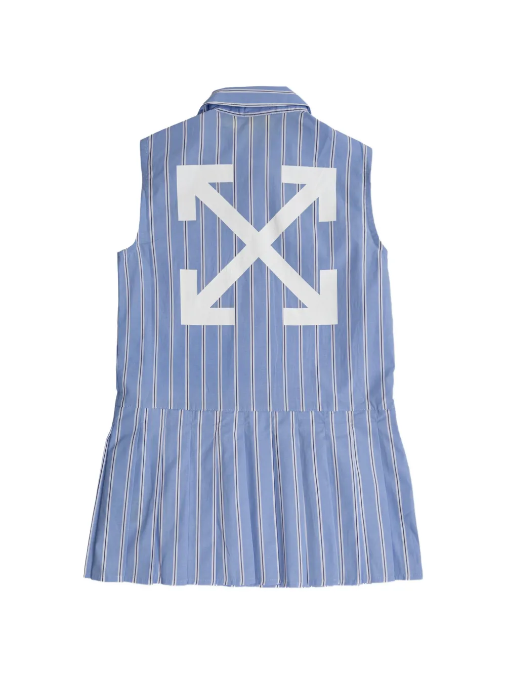 Off-White Kids Gestreepte jurk met plooien Blauw