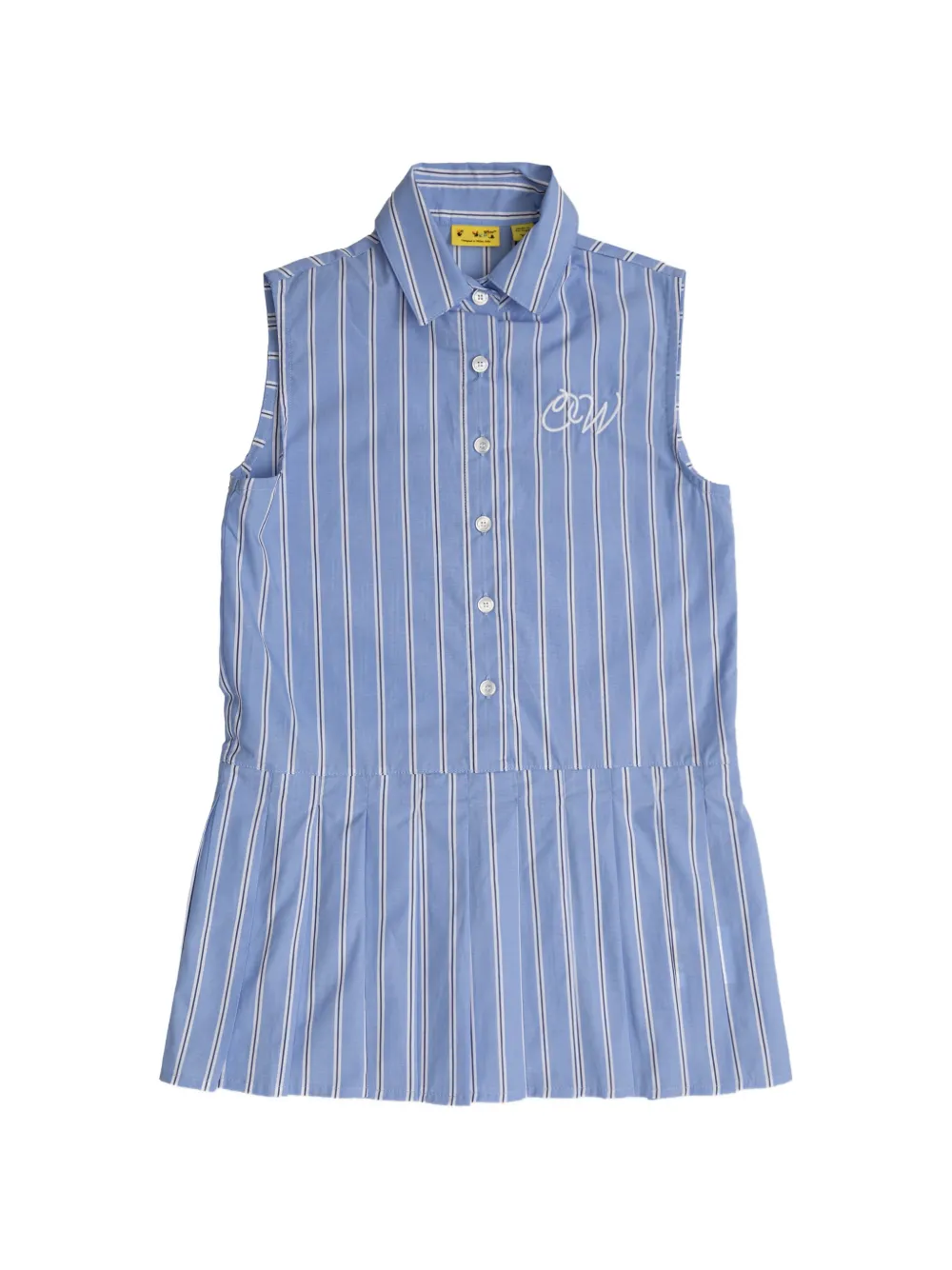 Off-White Kids striped-pleated dress - Blu