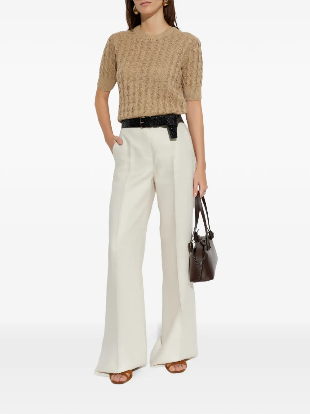 Max Mara Kabelgebreide top Beige