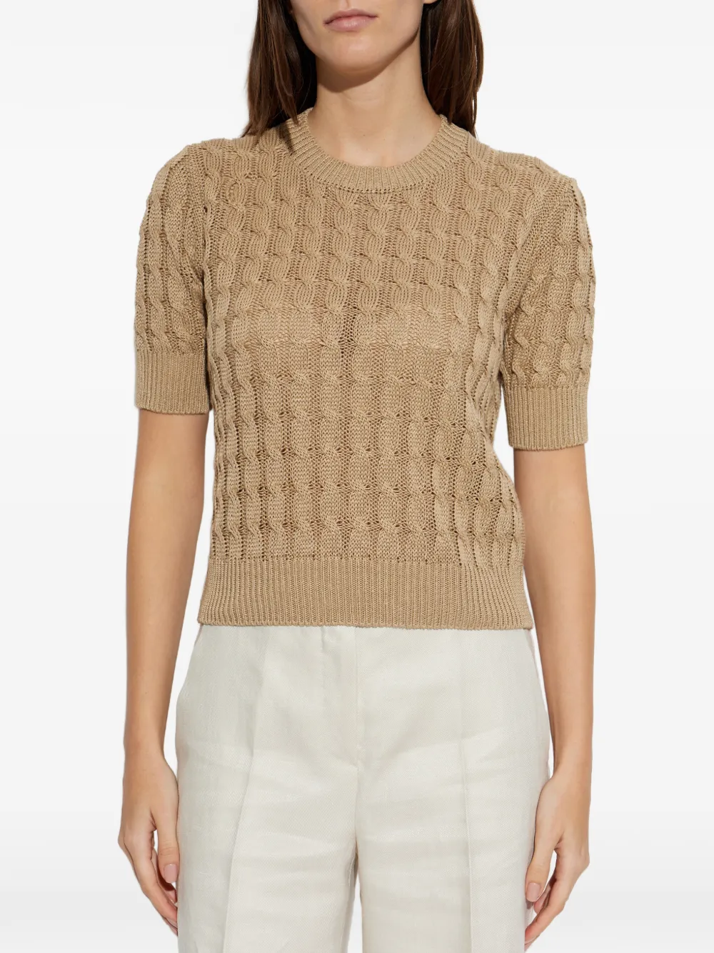 Max Mara Kabelgebreide top Beige