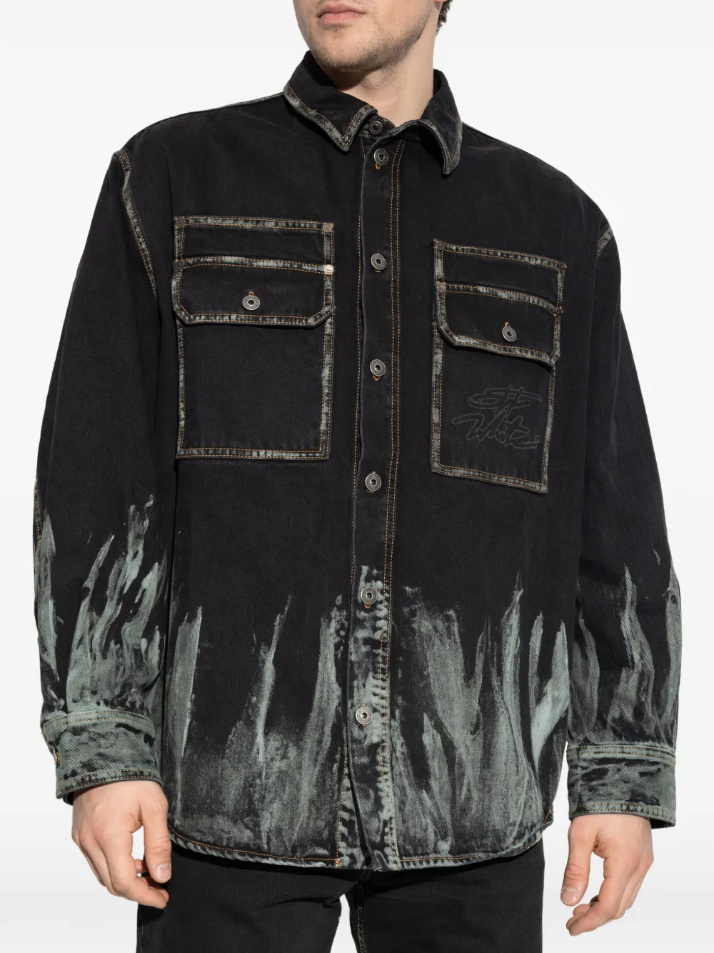 Off-White Shirtjack met opgestikte zak Zwart