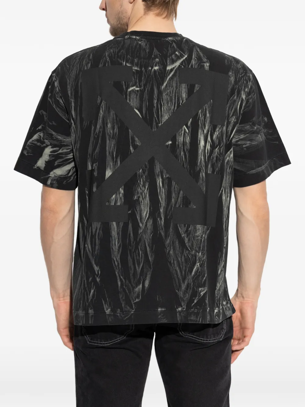 Off-White T-shirt met patroon Zwart