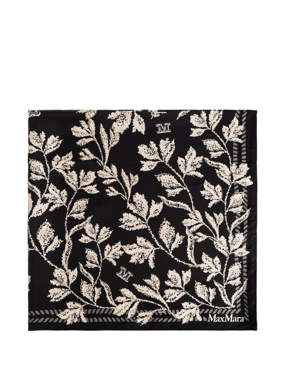 Max Mara leaf-print scarf - Nero