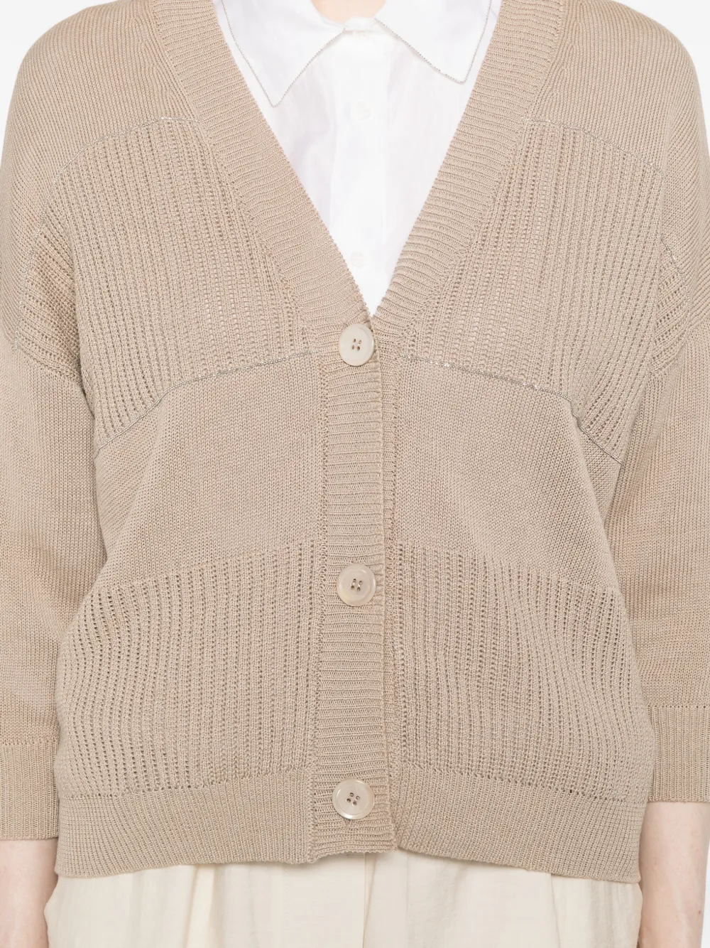 Peserico Geribbeld vest Beige