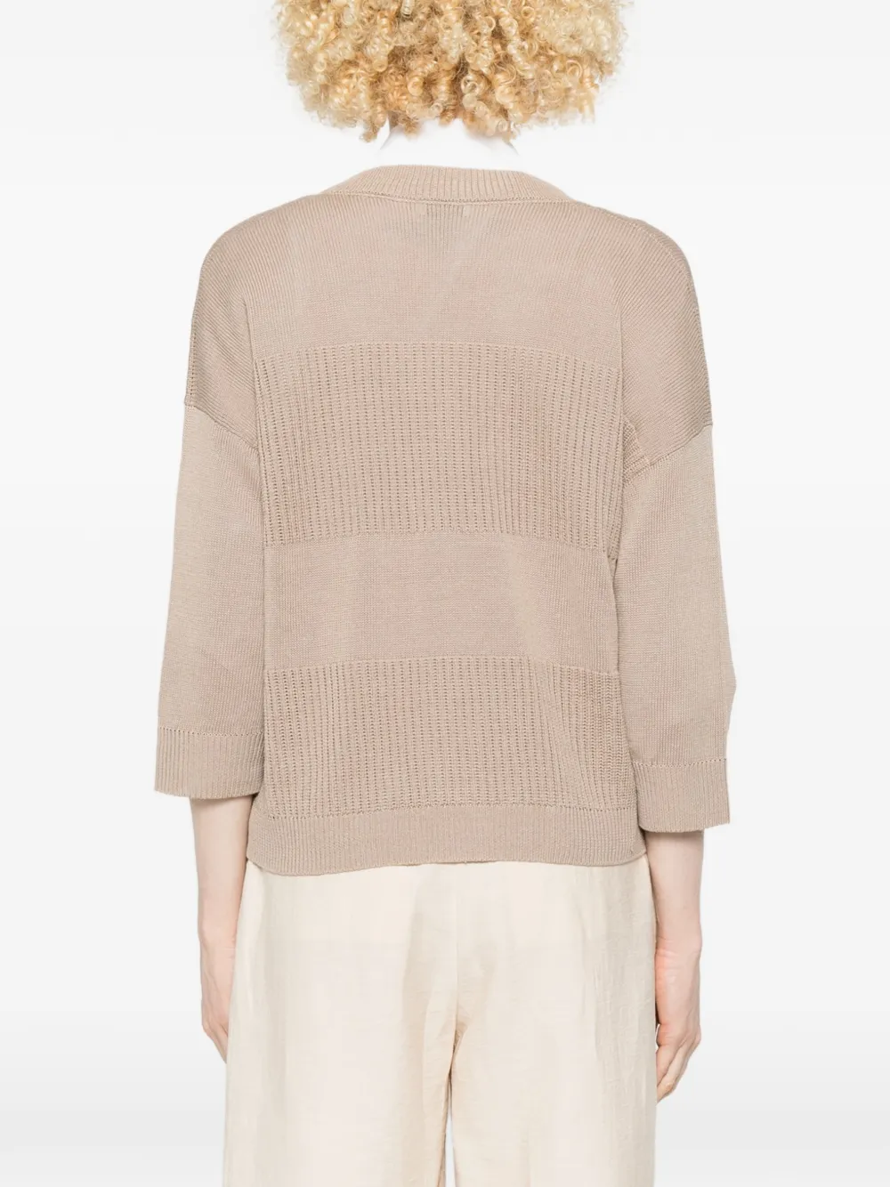 Peserico Geribbeld vest Beige
