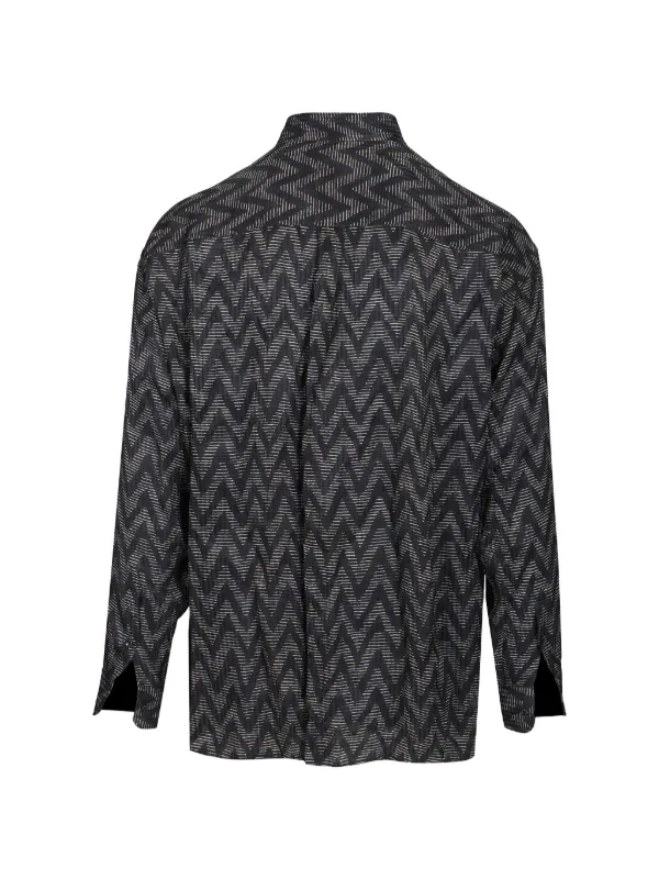 Giorgio Armani Zigzag Buttoned Shirt | Black | FARFETCH JO