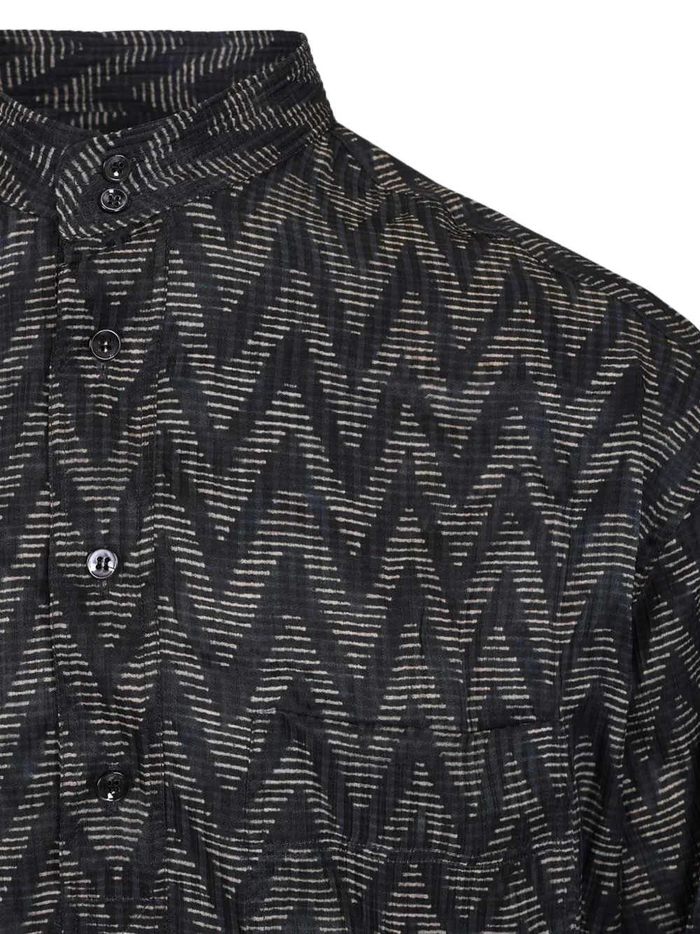 Giorgio Armani Overhemd met zigzag-patroon en knopen Zwart