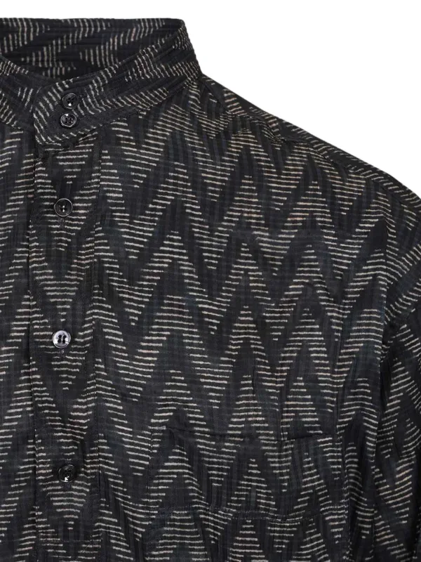 Giorgio Armani Zigzag Buttoned Shirt | Black | FARFETCH JO