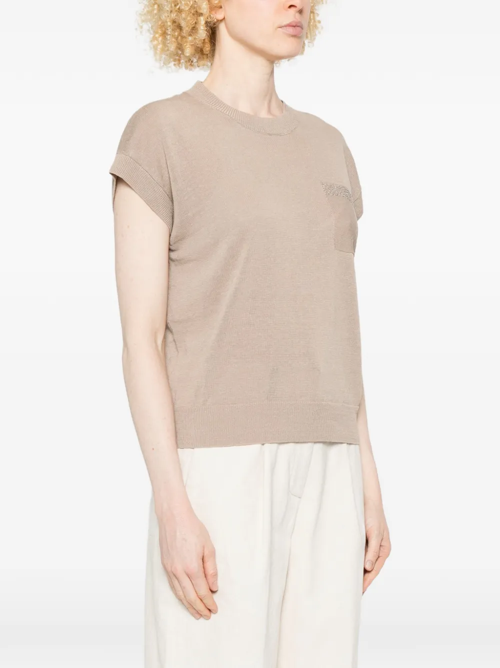  Peserico Crew-neck Top - Neutrals 