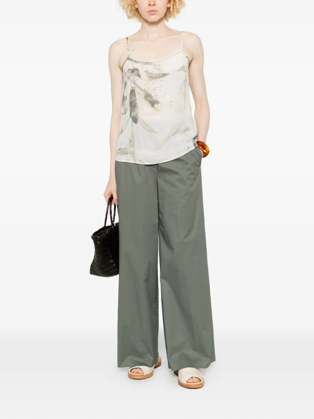  Peserico Leaf-print Top - White 