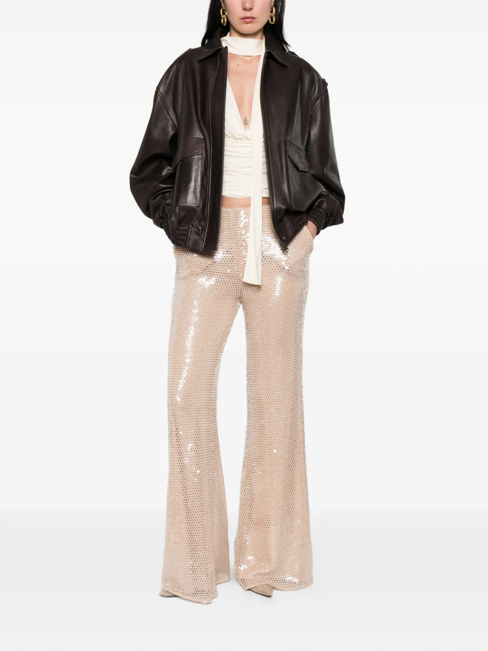 Elie Saab Broek met pailletten Beige