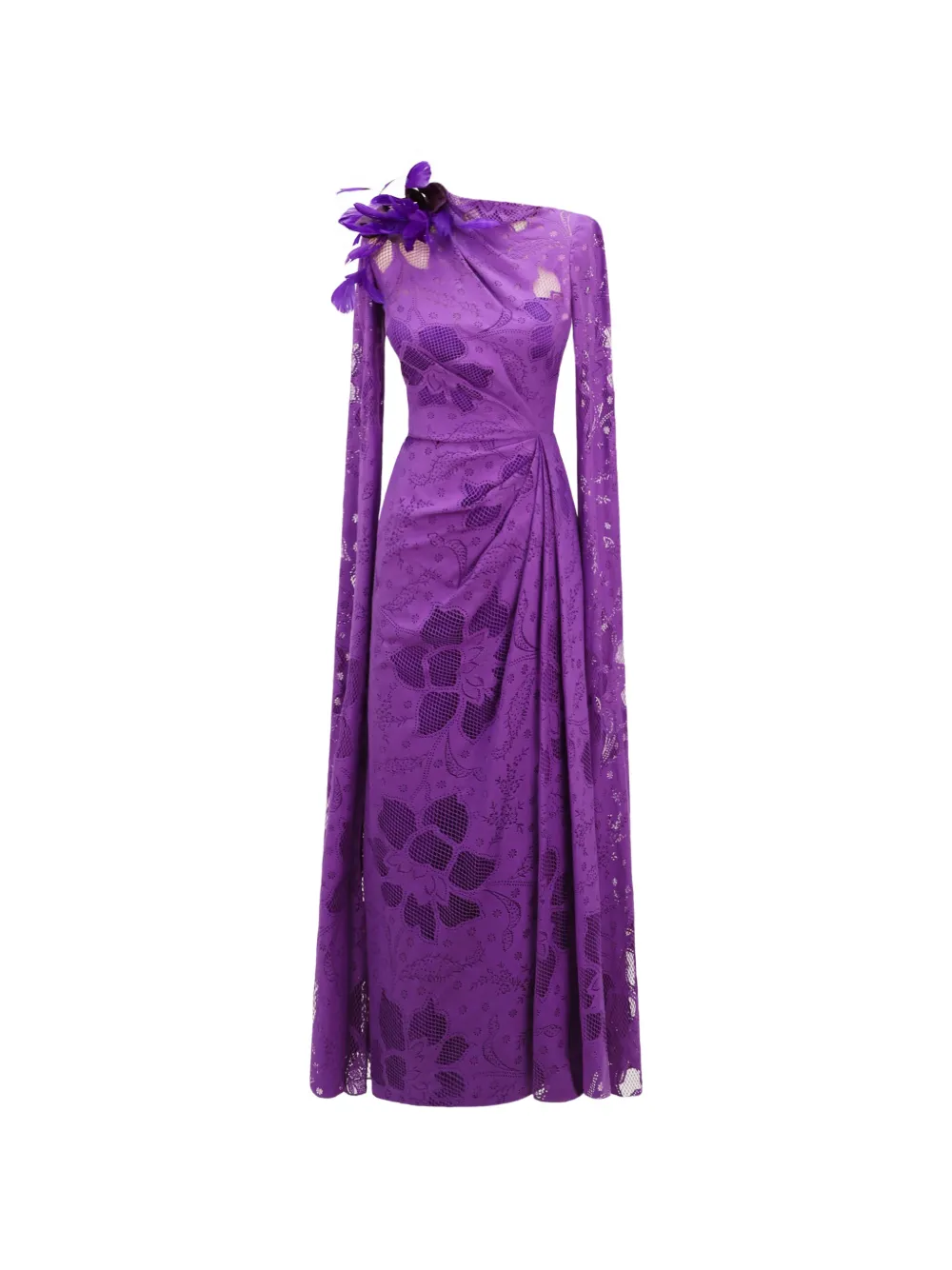 Gemy Maalouf Flower-lace Midi Dress In Purple