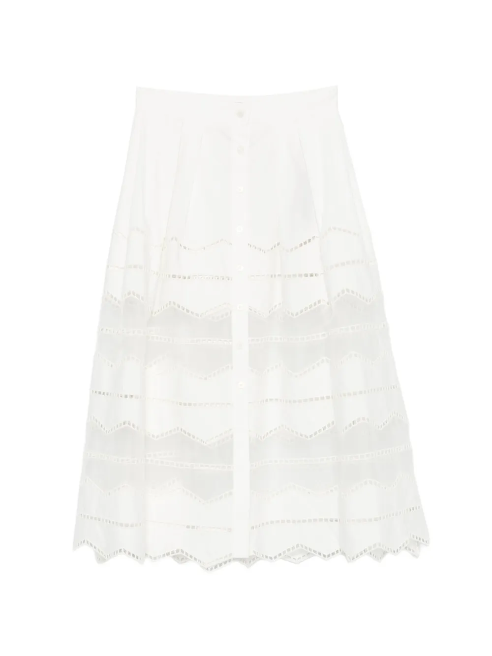 Elie Saab Gonna midi in pizzo sangallo - Bianco