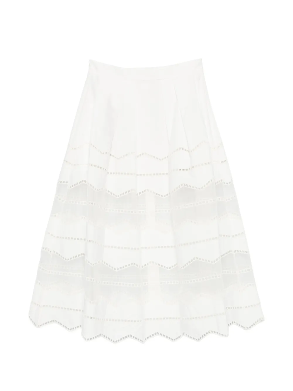 Elie Saab Broderie anglaise midi-rok Wit