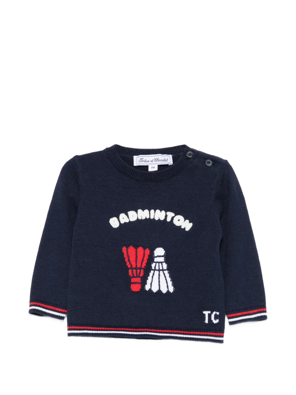 Tartine Et Chocolat badminton-graphic crew-neck sweater - Blu