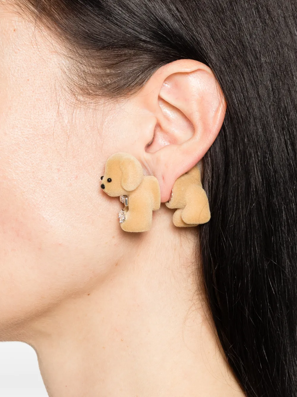  Yvmin Split Puppy Earrings - Silver 