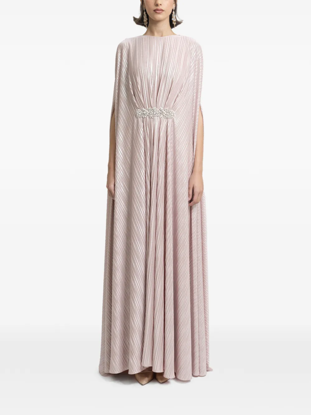 Gemy Maalouf Beaded Pleated Maxi Kaftan In 핑크