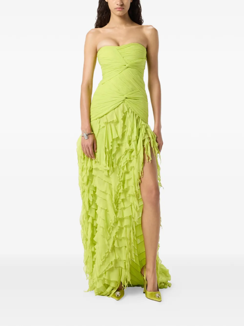 Blumarine Maxi-jurk met ruches Groen