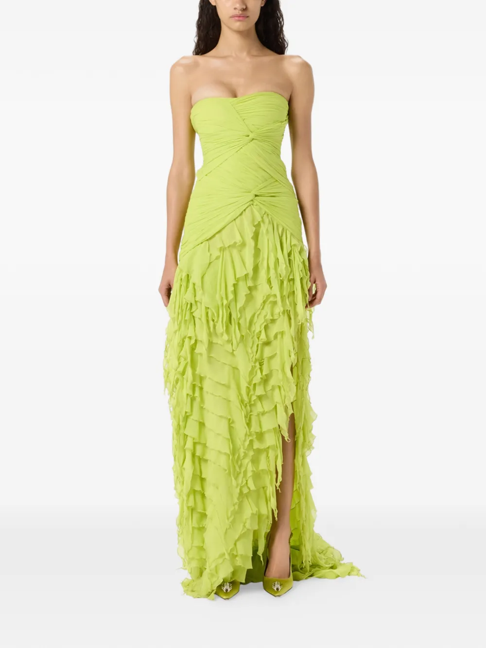 Blumarine Maxi-jurk met ruches Groen
