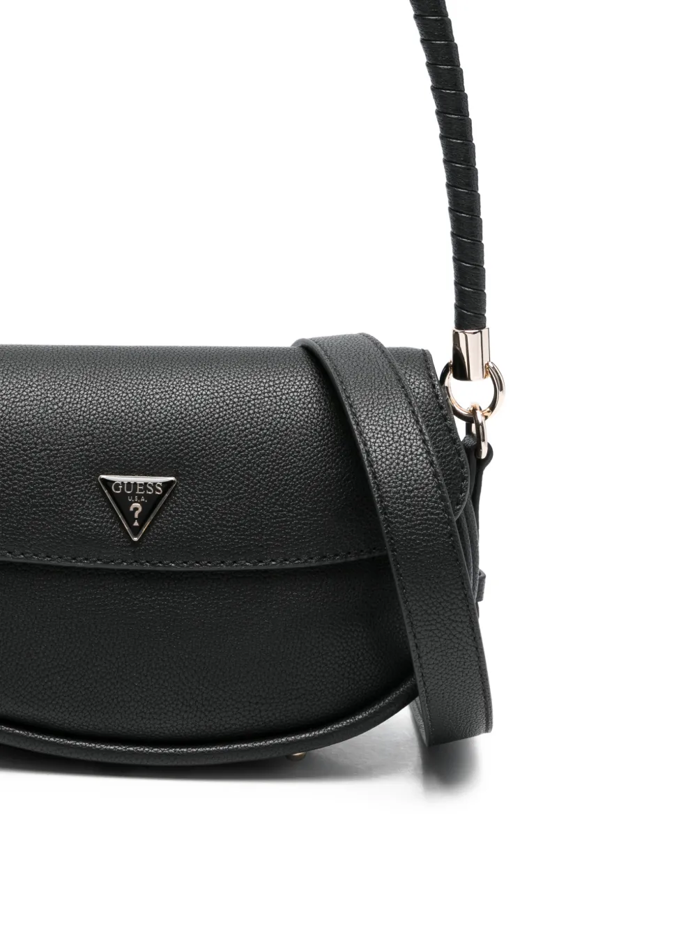 GUESS USA Danya leren shopper met triangel-logo Zwart