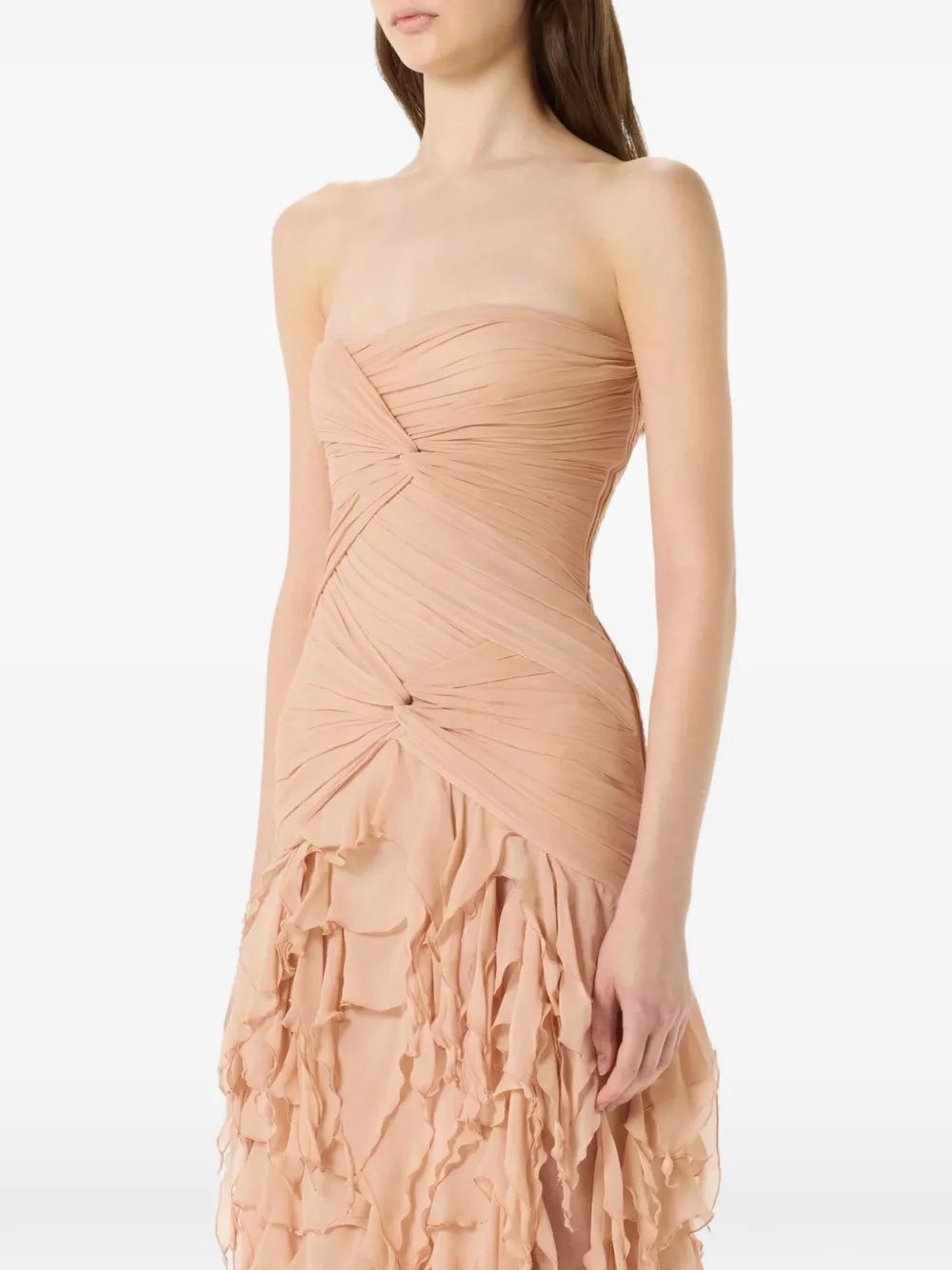 Blumarine Maxi-jurk met ruches Beige