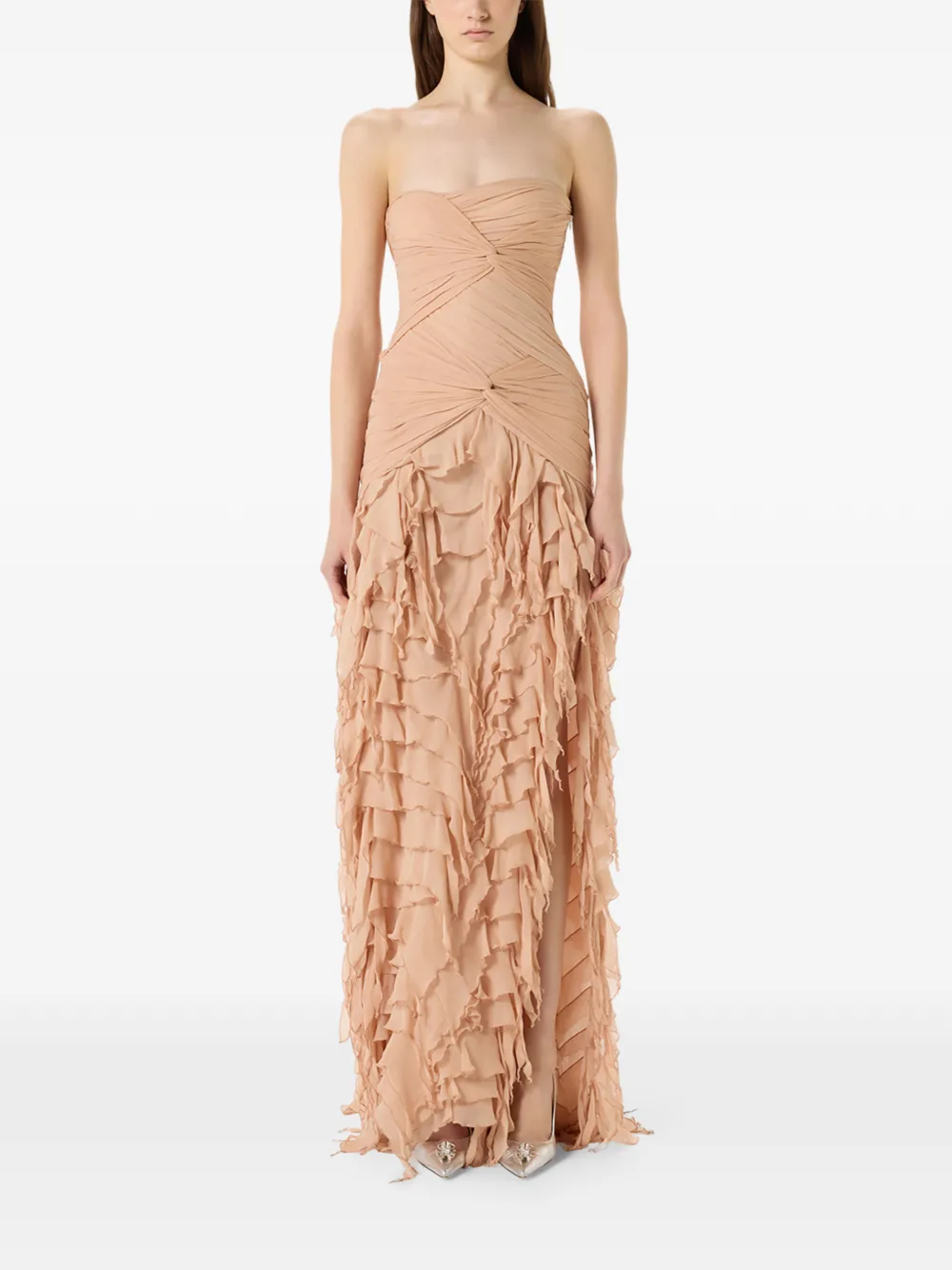Blumarine Maxi-jurk met ruches Beige