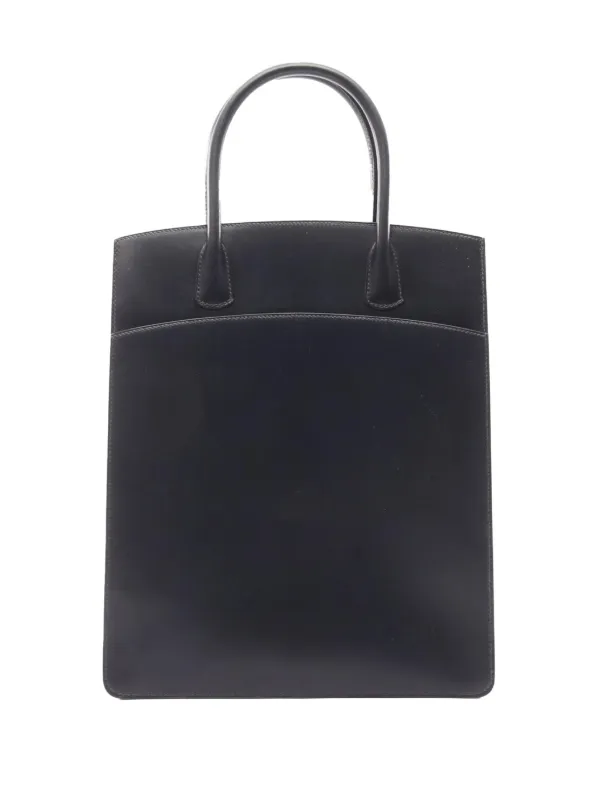 Hermès Pre-owned 2003 Box Calf White Bus Up Tote Bag in Blue