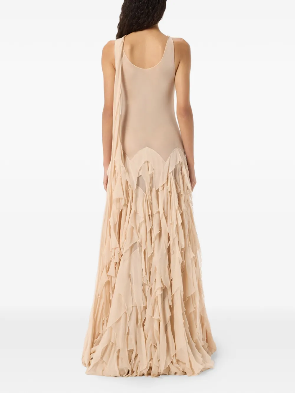 Blumarine Maxi-jurk met ruches Beige