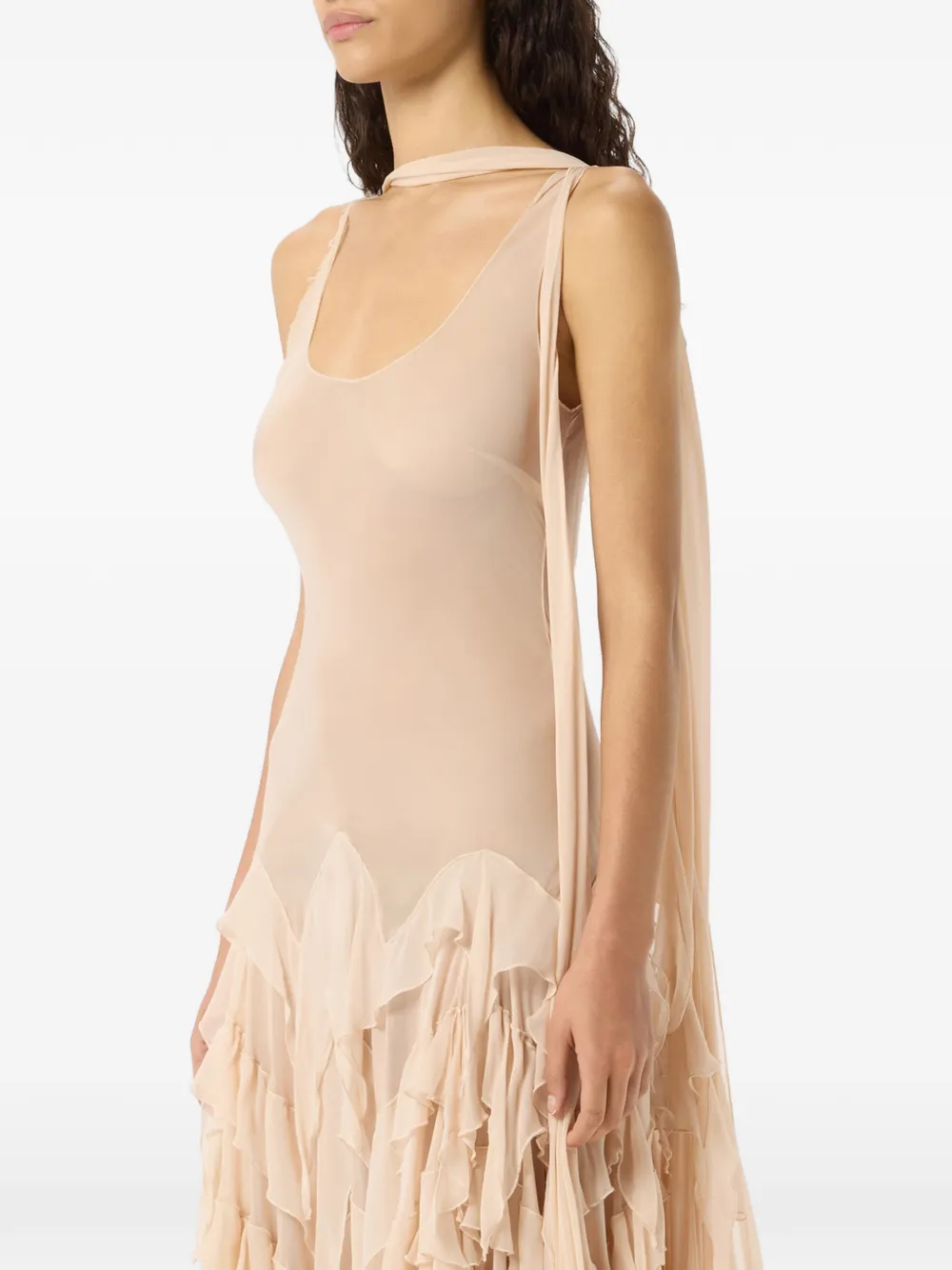Blumarine Maxi-jurk met ruches Beige