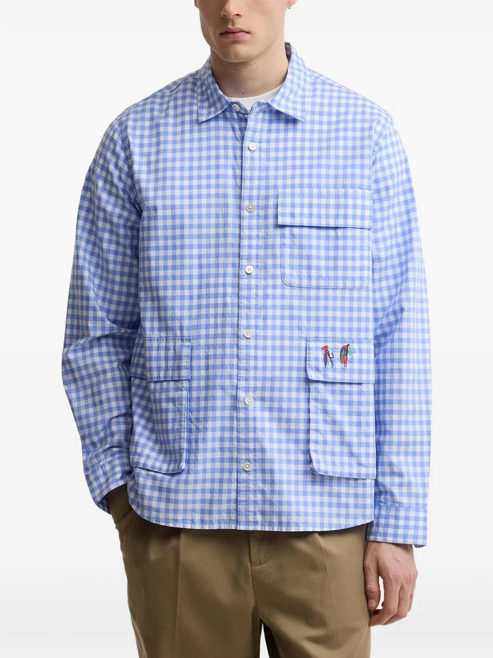 Barbour x Paul Smith overhemd met geborduurd detail en gingham-ruit Blauw