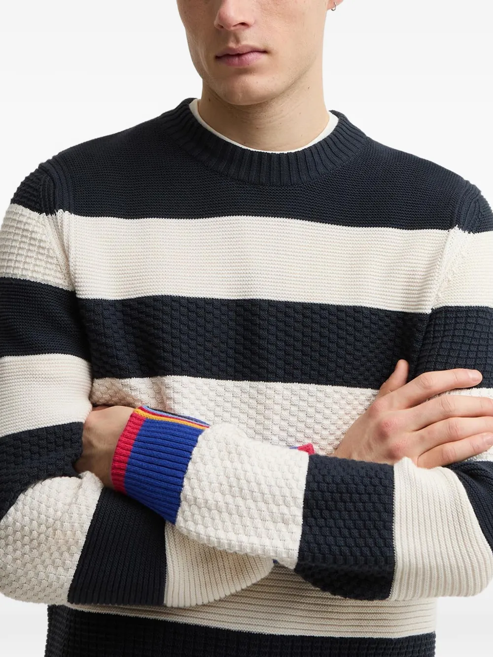 Barbour x Paul Smith gestreepte trui met textuur Blauw