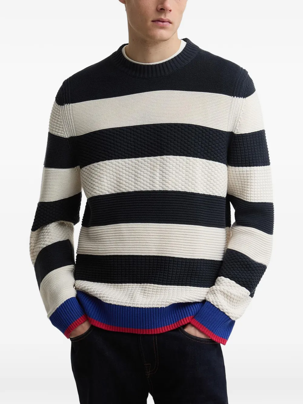 Barbour x Paul Smith gestreepte trui met textuur Blauw