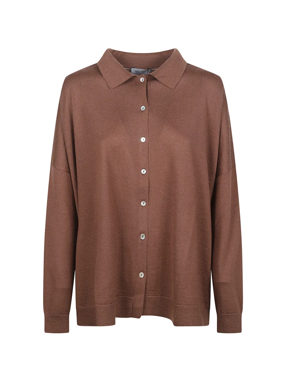 BeYou buttoned collar top - Marrone