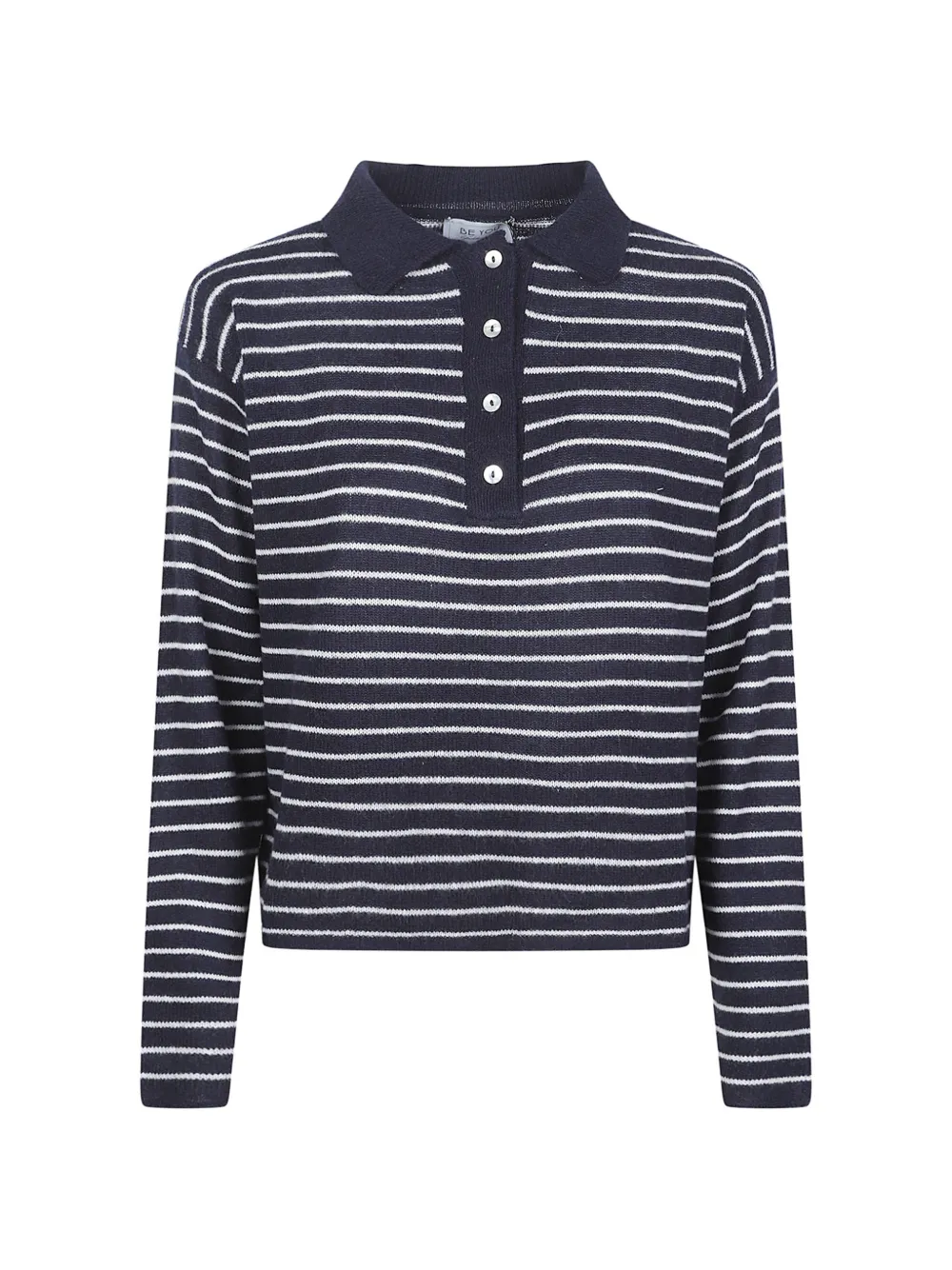 BeYou striped collared knitwear - Blue