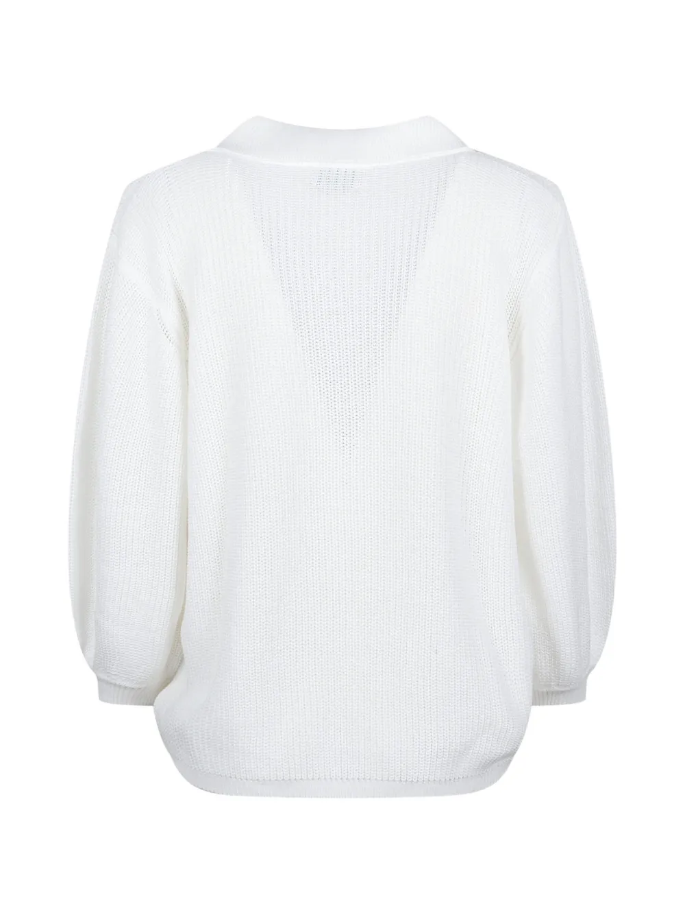  Beyou Collared V-neck Knitwear - White 