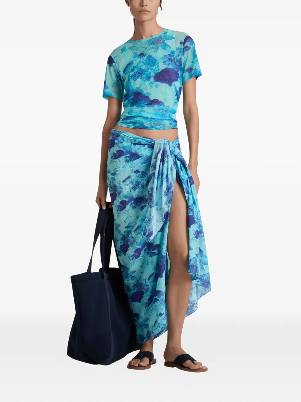 Vilebrequin Voile wikkeldoek met koraalprint Blauw
