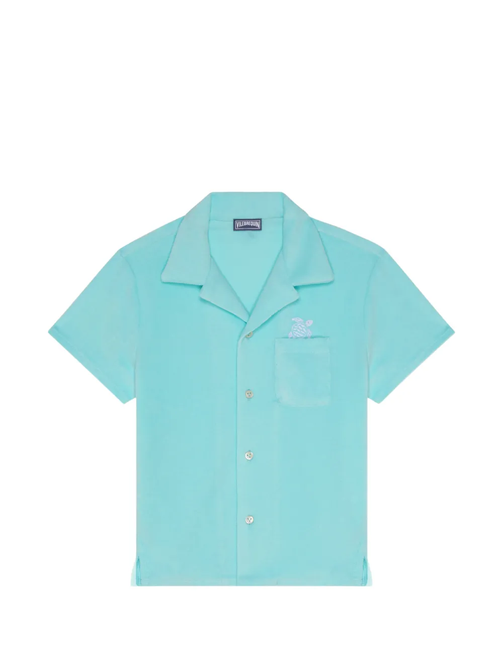 Vilebrequin Kids turtle-embroidered bowling shirt - Blu