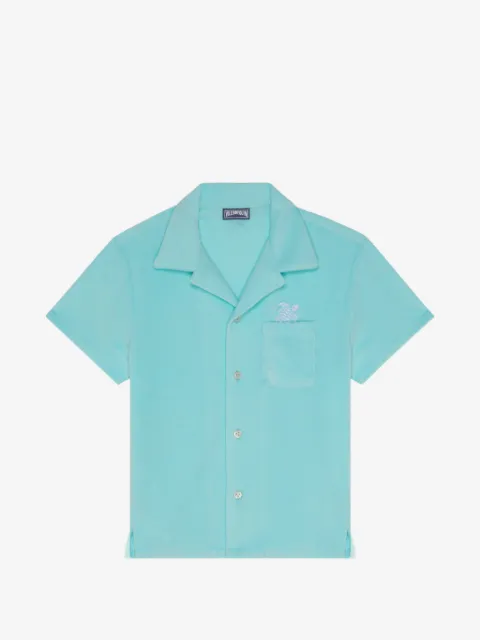 Vilebrequin Kids turtle-embroidered bowling shirt